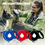Outdoor 2-in-1 pet leash with built-in water bottle and portable bowl for dogs and cats on the go